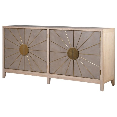 Eaton Sideboard 98x200 cm light oak gold details Media Sideboard