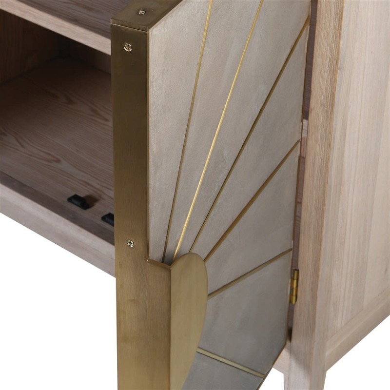 Eaton Sideboard 98x200 cm light oak gold details Media Sideboard