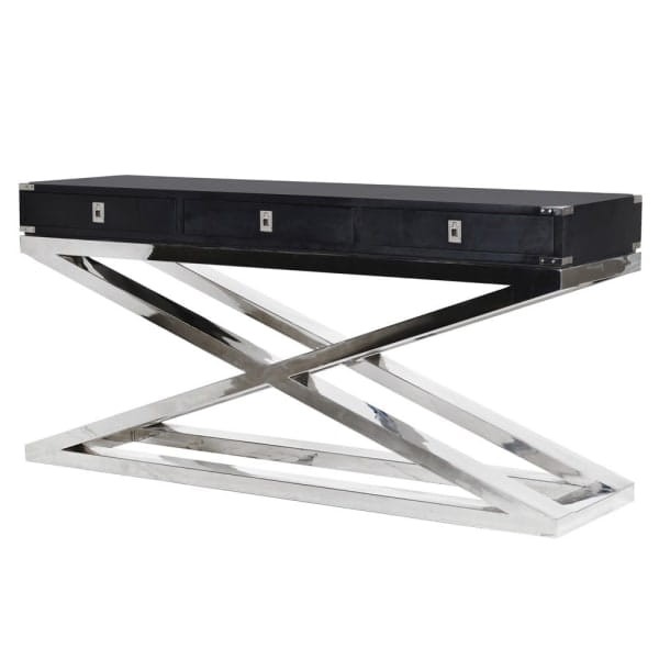 Knightsbridge Black Console Table 160x77 cm stainless steel base