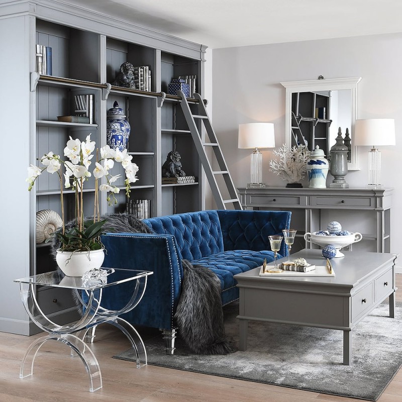 Minor Grey Console Table 160 x 91 cm grey poplar wood two drawers