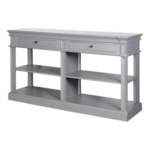Grey Wooden Console Table 160 x 91 cm grey poplar wood two drawers
