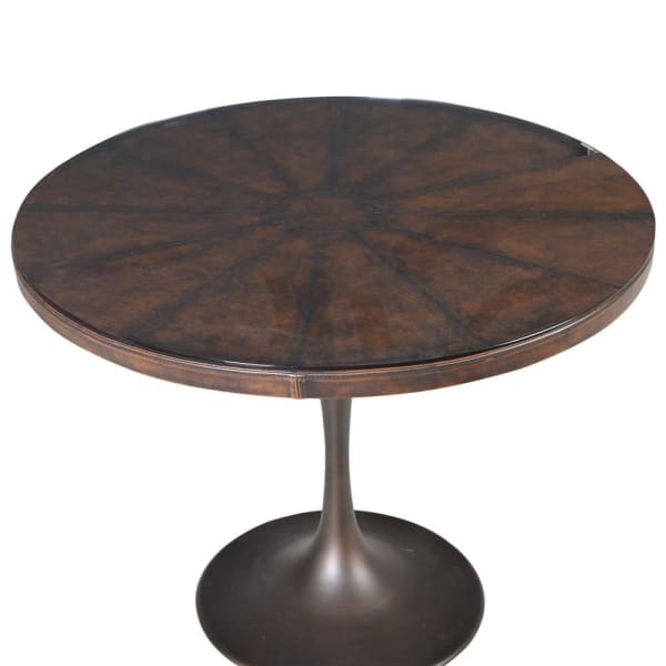 Chester Dining Table 100 cm round oversized table leather effect glass top