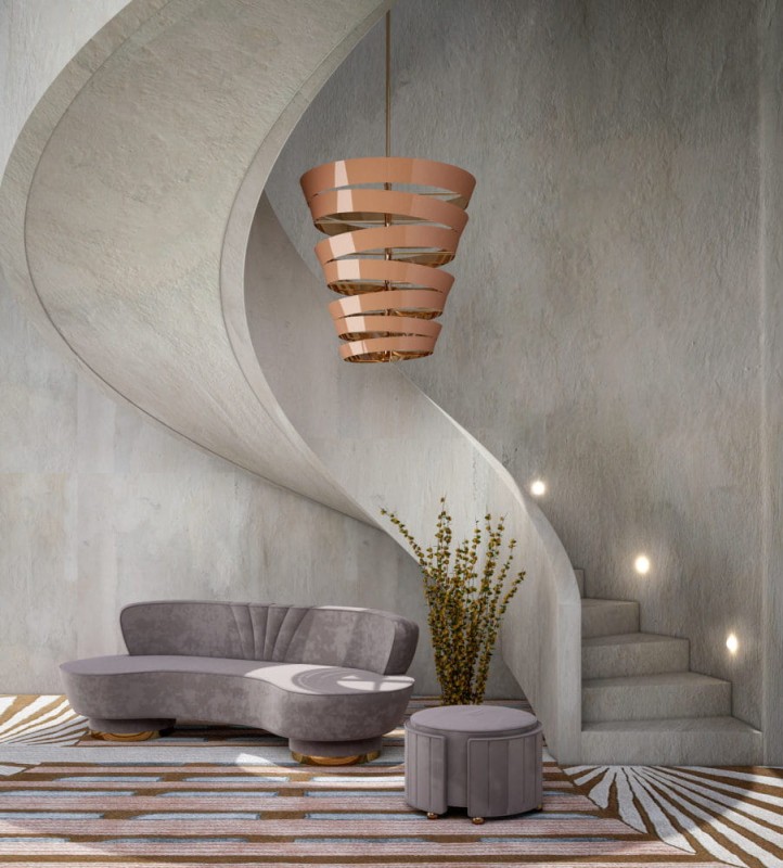 Bilbao Pendant Lamp by Creativemar 100x154 cm lacquered brass chandelier