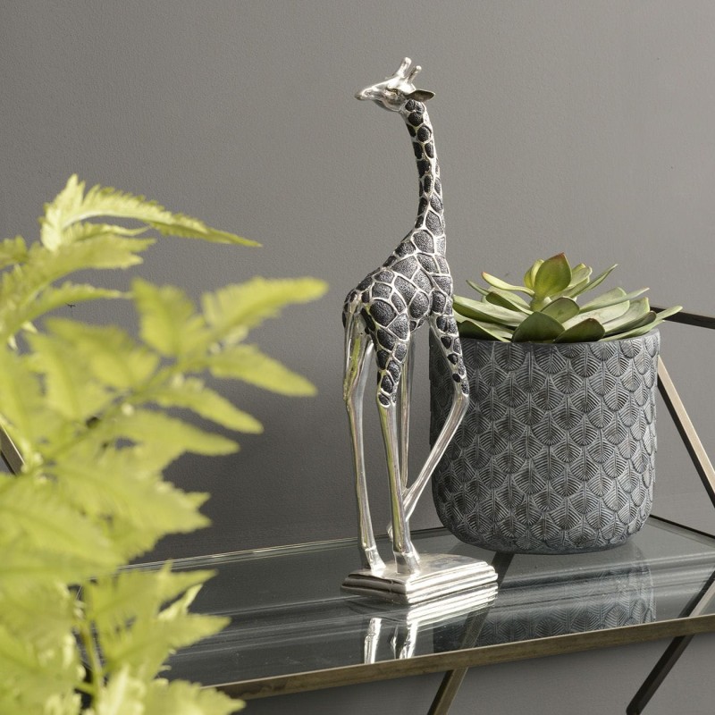 Giraffe Back Head Silver and Black Aluminium Sculpture Medium 40 cm