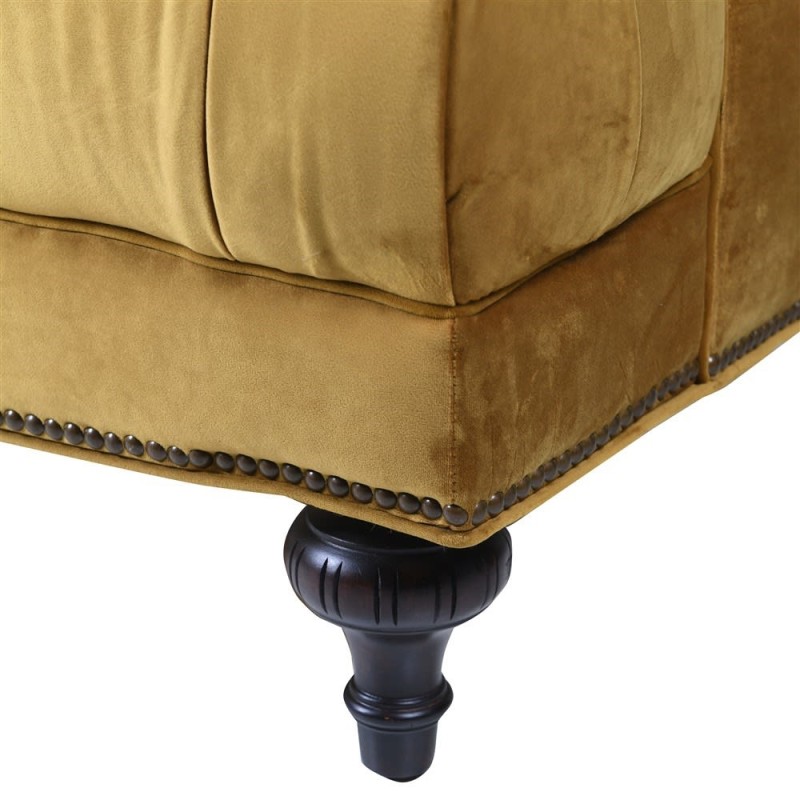 Minor Mustard Velvet Sofa 213 cm Button Back Yellow Three Seater
