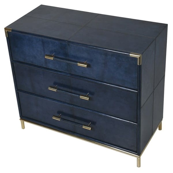 Eaton Blue Chest of Drawers 87x100 cm three drawers navy blue and gold