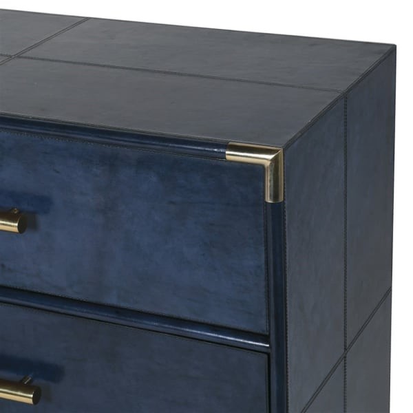 Eaton Blue Chest of Drawers 87x100 cm three drawers navy blue and gold