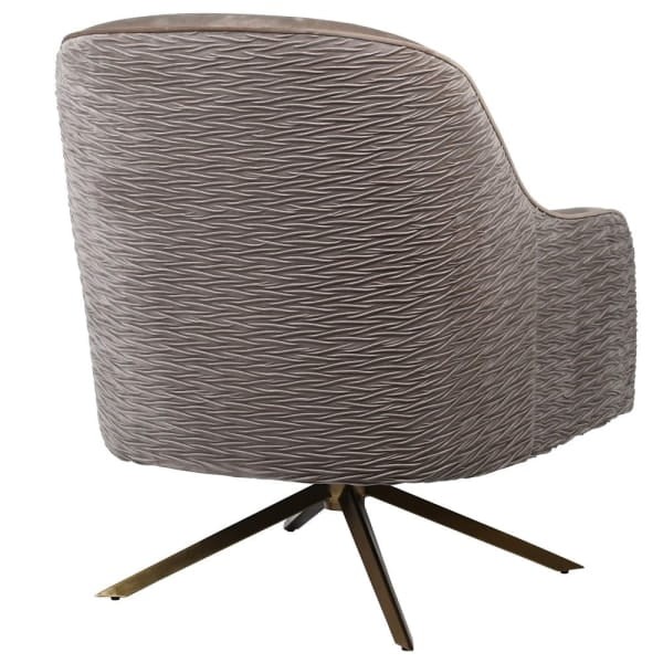 Knightsbridge beige velvet swivel armchair with brass base