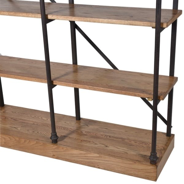 Finchley Oak and Iron Large Shelving Unit 213 cm Cross back