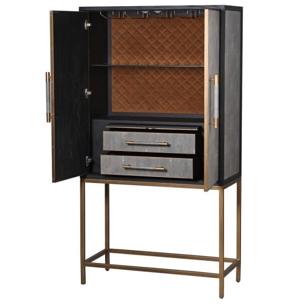 Enderby Bar Cabinet 182 cm gray shagreen oak two door