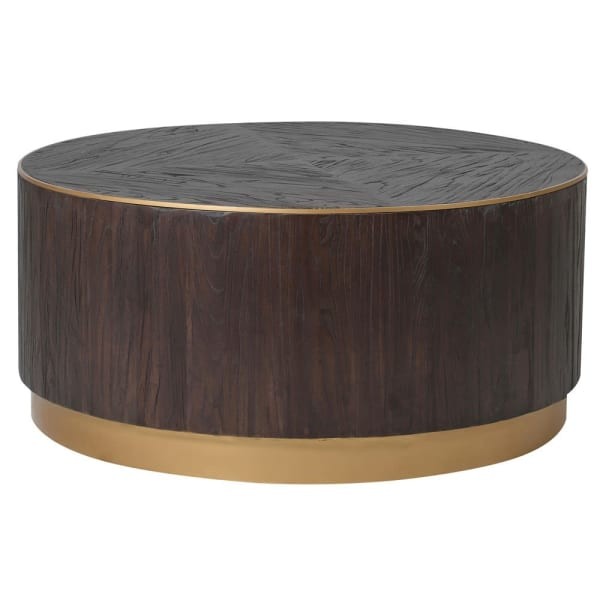 Round Finchley Coffee Table 100 cm Elm with copper finished