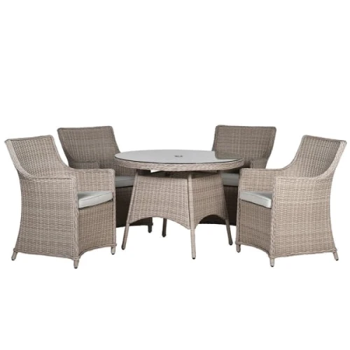 Taba Rattan Garden Dining Set for 4 with Round Table