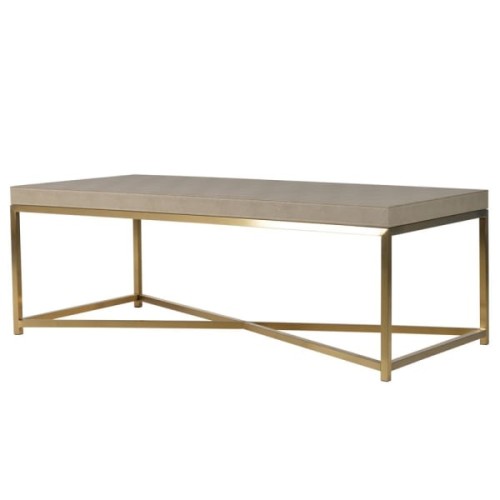 Oxford Coffee Table 120 x 60 cm – Cream Shagreen Effect and Gold Frame