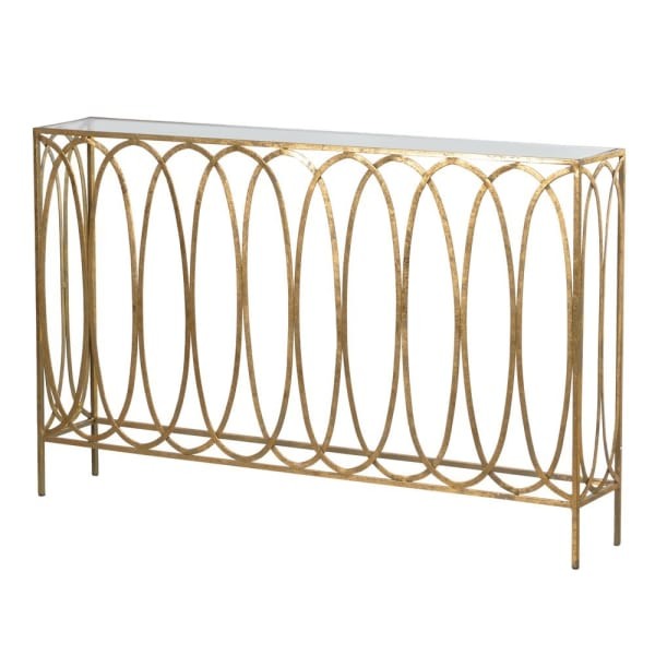 Belgrave Gold Console Table 122x77 cm iron base glass top