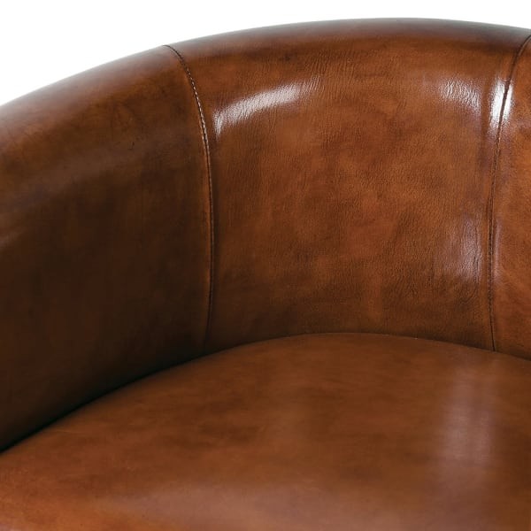 Chester Leather Bar Stool with Brown Seat and Gold Steel Frame