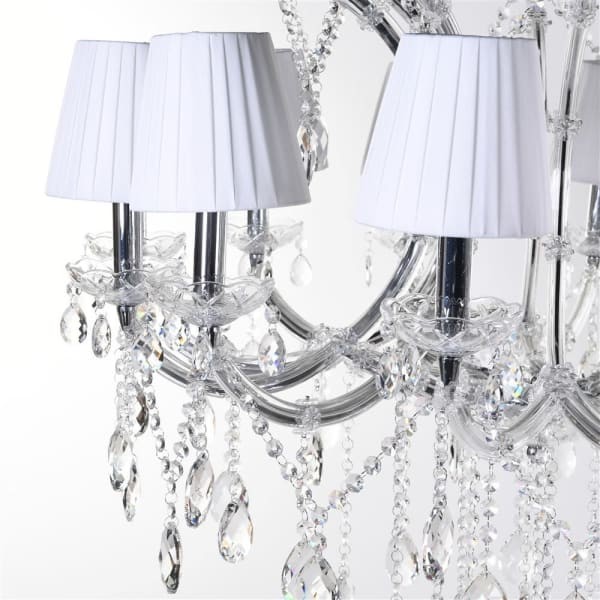 Crystal White Chandelier  90 cm white shades