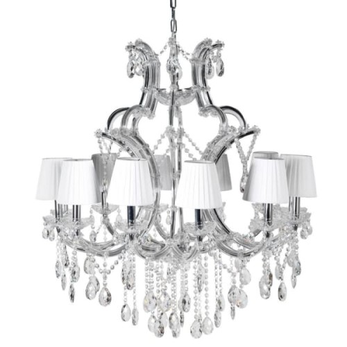 Crystal White Chandelier  90 cm white lampshades
