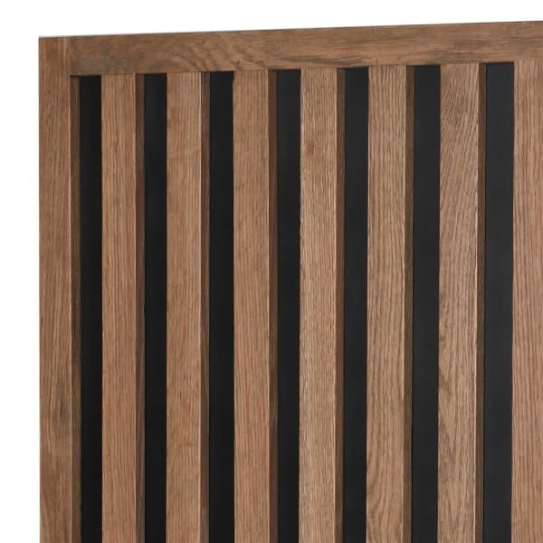 Natural wood cabinet with vertical slatted doors