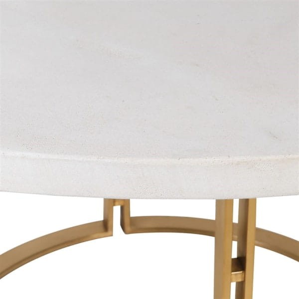 Eaton White Round Dining Table – 150 cm Concrete Top with Gold Stainless Steel Base