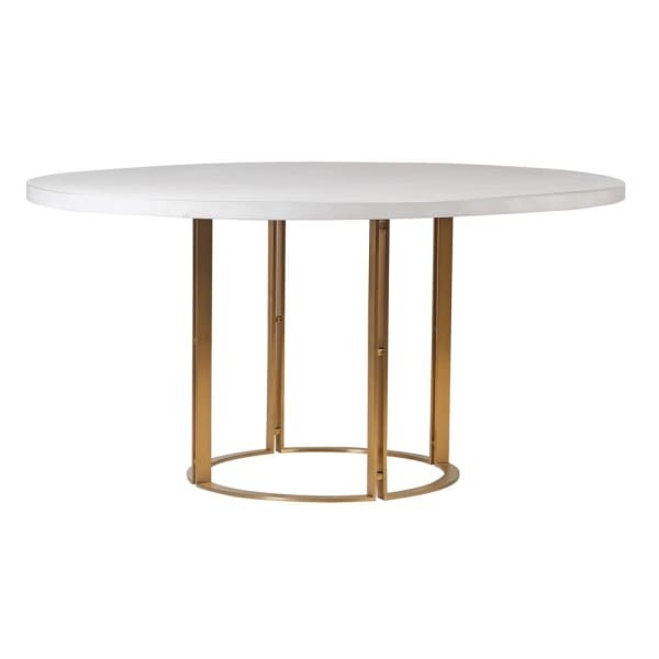 Eaton White Round Dining Table – 150 cm Concrete Top with Gold Stainless Steel Base