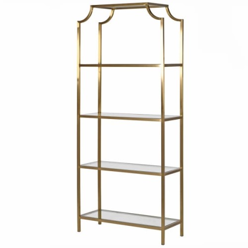 Chesham Gold Shelving Unit 90 x 210 cm – Gold Frame with 4 Glass Shelves