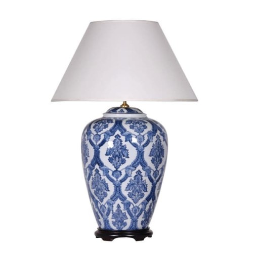 Petra Table Lamp 88 cm – Blue and White Porcelain Base with Light Shade