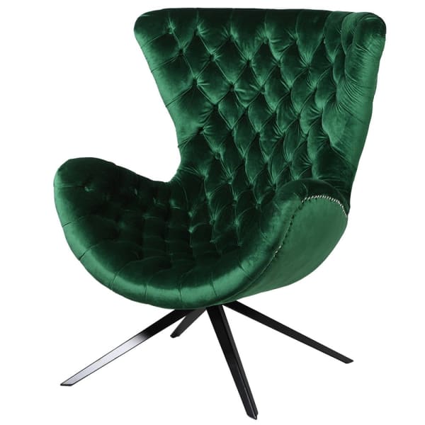 Boscobel emerald green velvet swivel armchair with button-tufted back