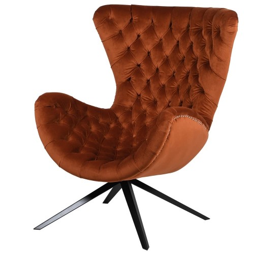 Boscobel Orange Velvet Swivel Armchair – Rust Accent Chair