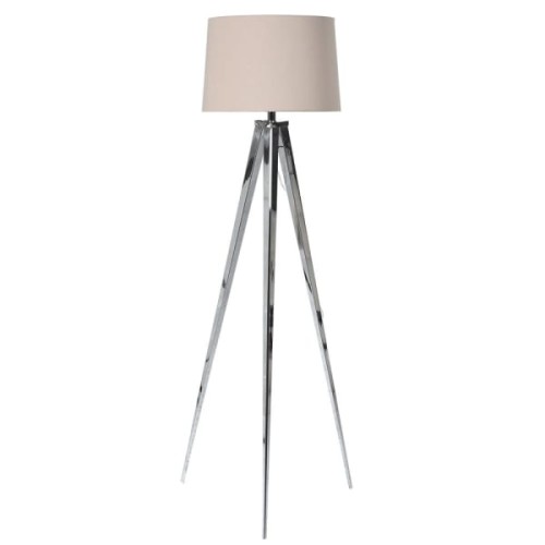 Nickel Tripod Lamp With Cream Shade and silver base
