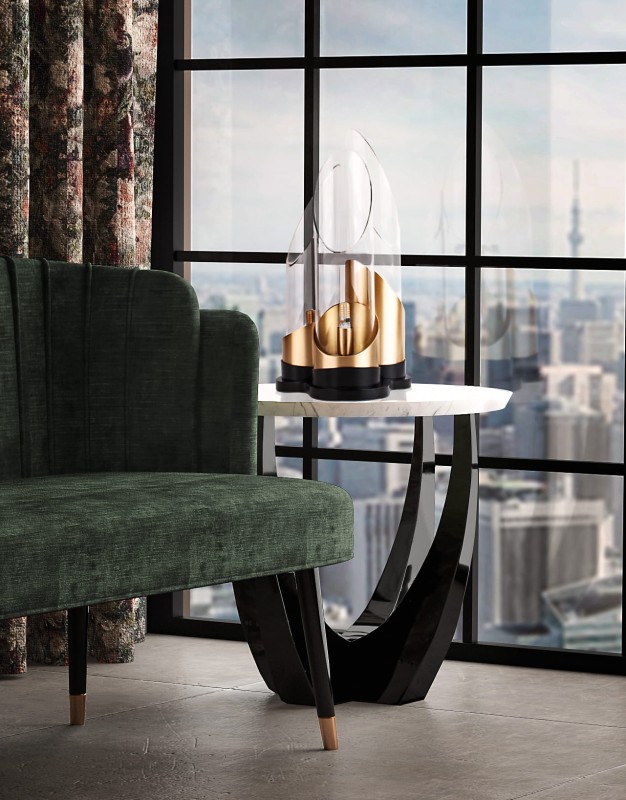 Bamboo Table Lamp brass Gold and black by Creativemary