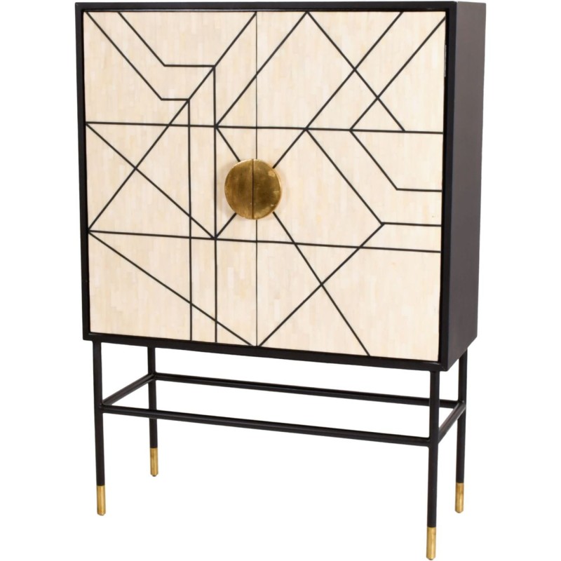 Chester Bar Cabinet 100x140 cm inlaid with bone cream / black