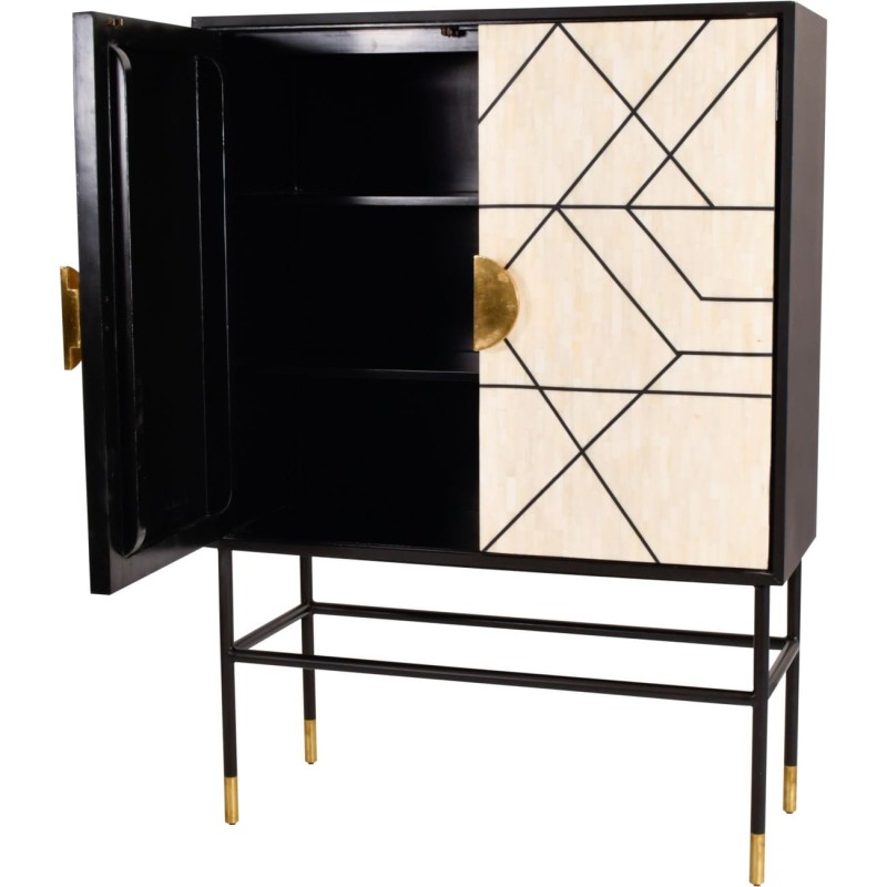 Chester Bar Cabinet 100x140 cm inlaid with bone cream / black