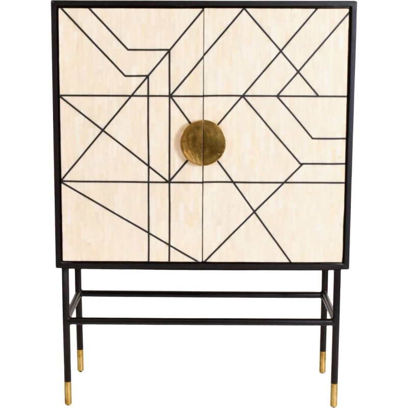 Chester Bar Cabinet 100x140 cm inlaid with bone cream / black