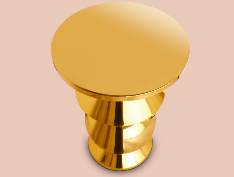 Mist side table from Malabar wood bras  gold silver