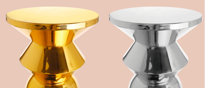 Mist side table from Malabar wood bras  gold silver