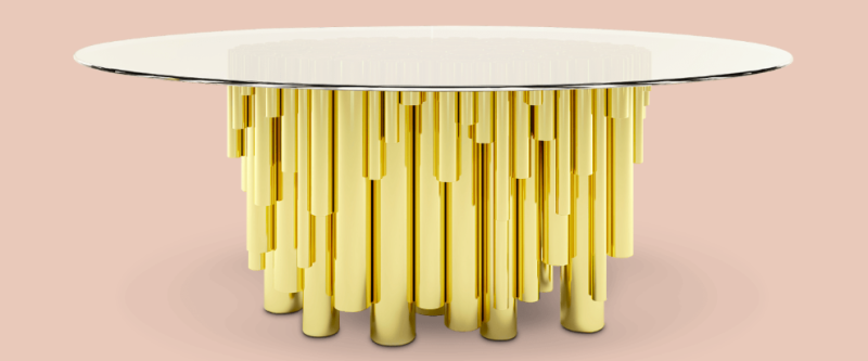 Wanderlust oval table from Malabar 200x130 cm brass glass top