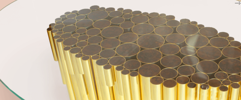 Wanderlust oval table from Malabar 200x130 cm brass glass top