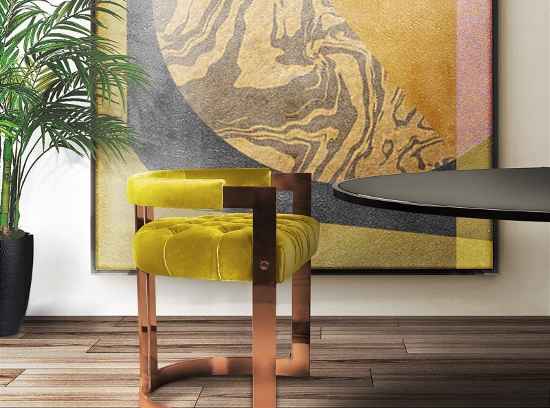 Winfrey Dining chair brass cotton velvet color personalization