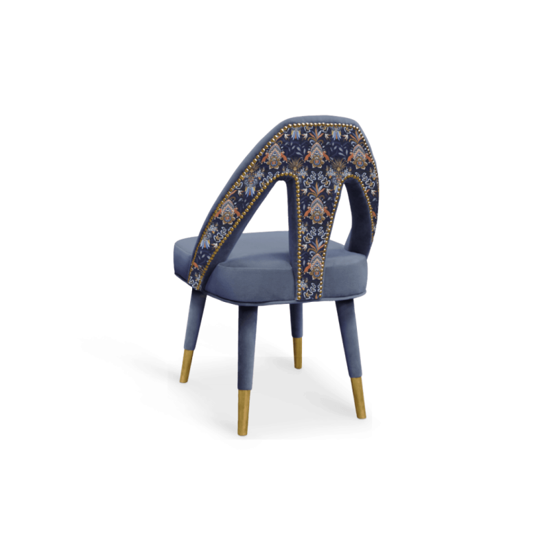 Caron Dining chair beech brass cotton velvet color personalized \