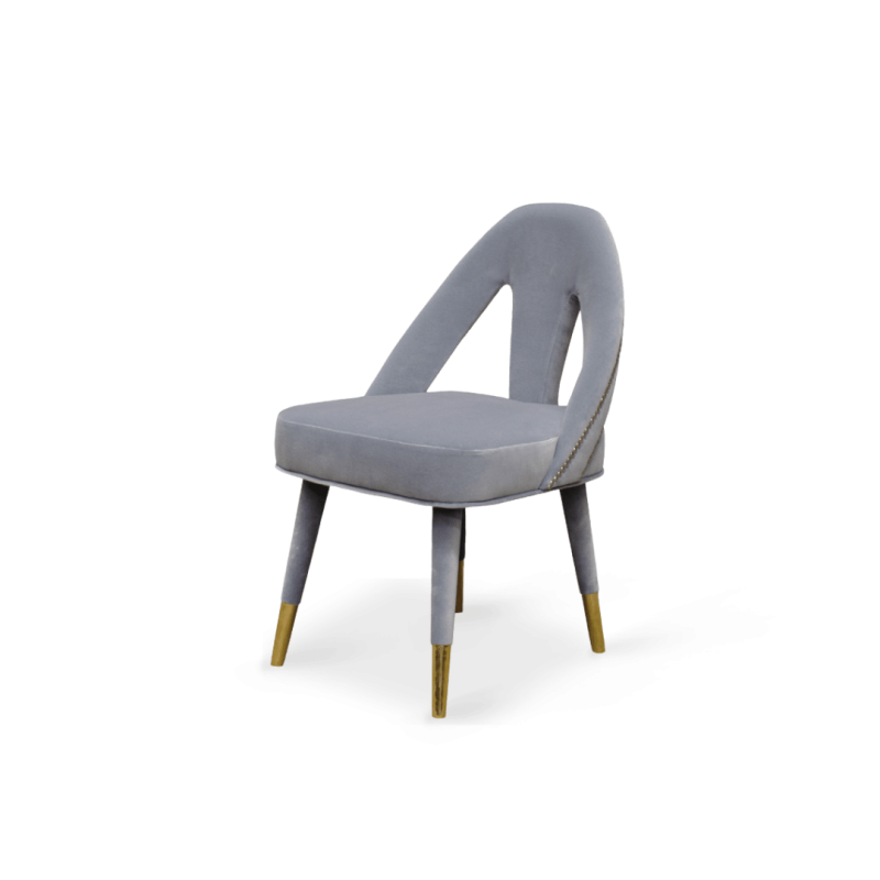 Caron Dining chair beech brass cotton velvet color personalized