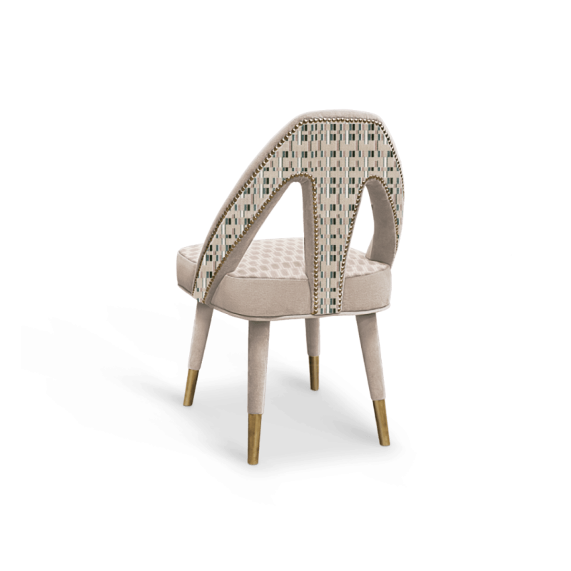 Caron Dining chair beech brass cotton velvet color personalized