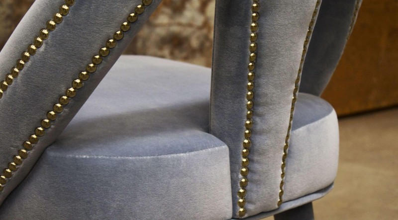 Caron Dining chair beech brass cotton velvet color personalized