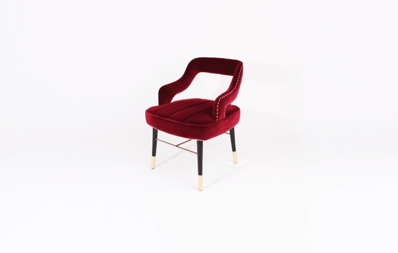 Kelly Dining chair beech brass details cotton velvet