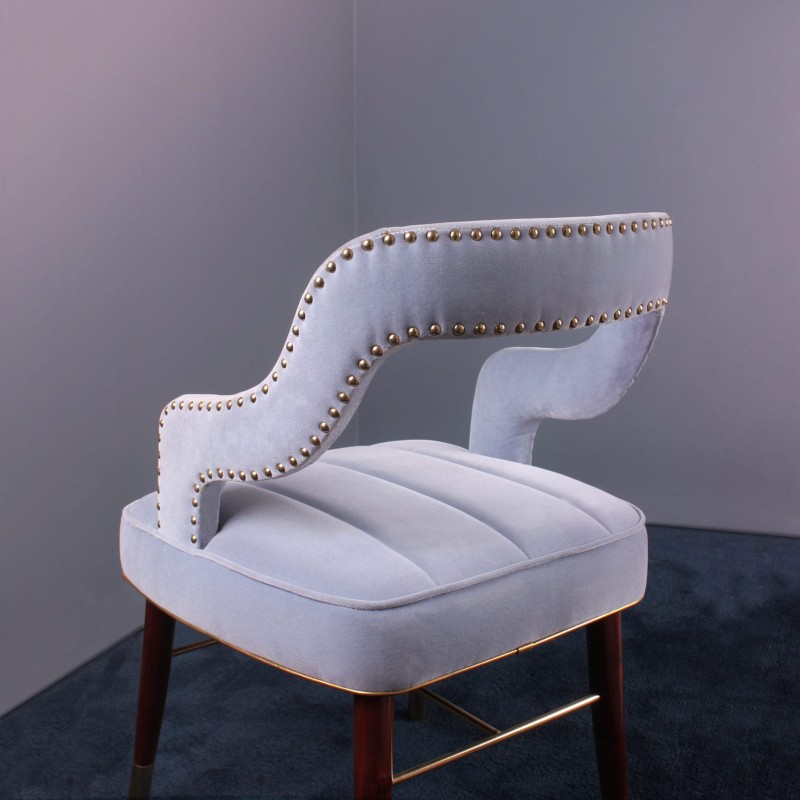 Kelly Dining chair beech brass details cotton velvet