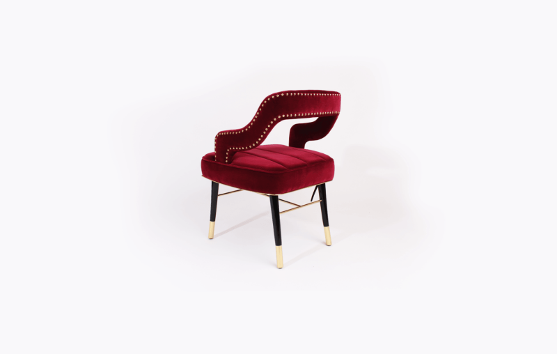 Kelly Dining chair beech brass details cotton velvet