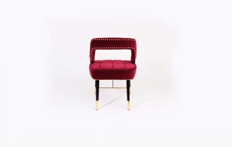 Kelly Dining chair beech brass details cotton velvet