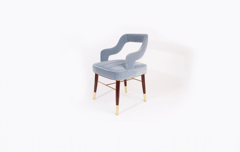 Kelly Dining chair beech brass details cotton velvet