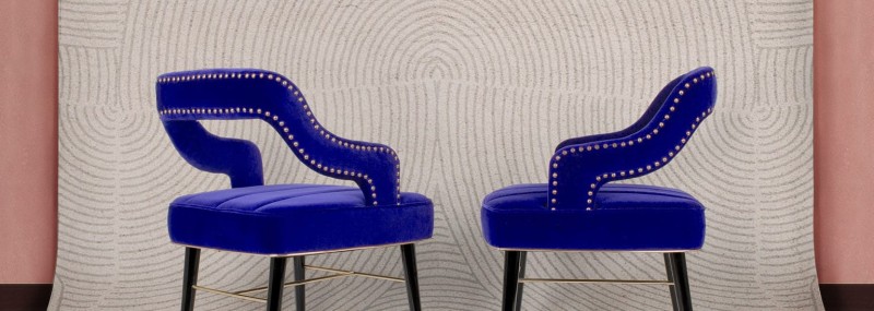 Kelly Dining chair beech brass details cotton velvet