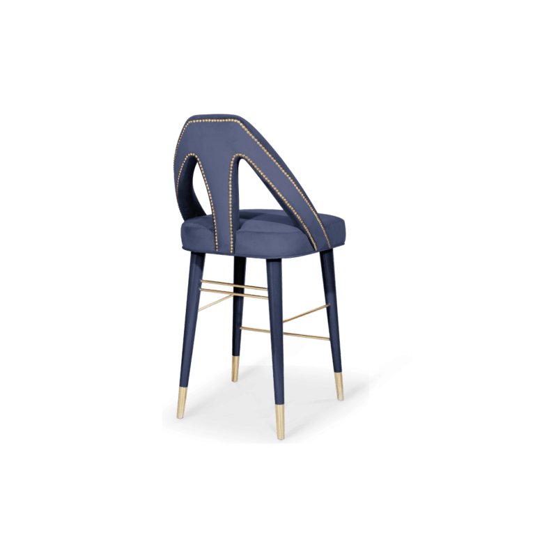 Caron high bar chair brass cotton velvet beech wood