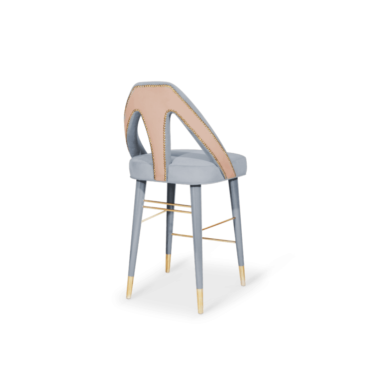 Caron high bar chair brass cotton velvet beech wood
